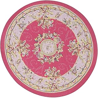 soobu Dollhouse Round Carpet, Vintage Style 1: 12 Miniature Round Carpet for Dollhouse Bedroom (C02 Red Flower)