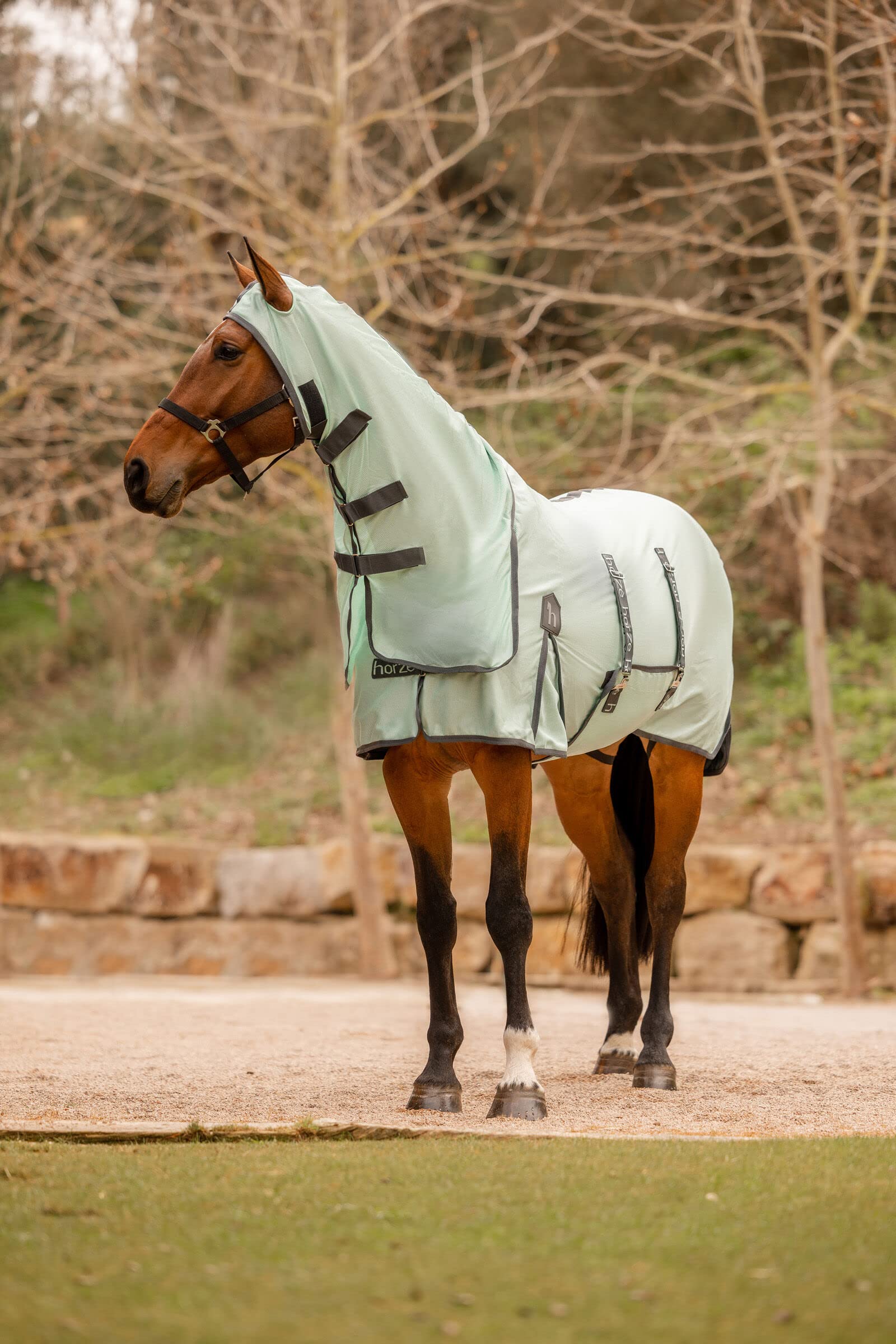 Horze Paso Fino - Manta antimoscas para caballos, con cuello y protección UV