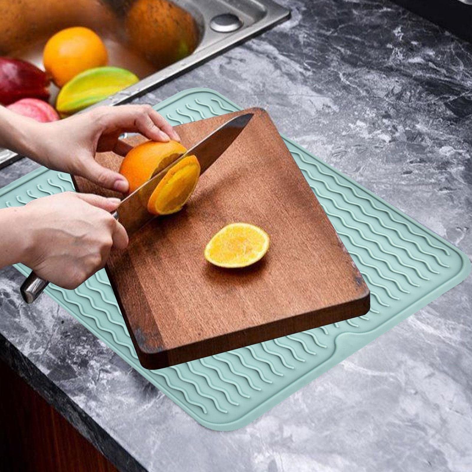 Tappetino scolapiatti, resistente al calore e antiscivolo, tappetino per lavello da cucina, lavabile in lavatrice 40 x 30 cm (grigio) | Leroy Merlin