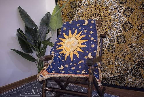 Miniatura 3 de Erke Funda de cojín con estrellas de sol y luna de 35 x 60 pulgadas para sofá, sofá biplaza, silla, decoración de muebles, decoración hippie