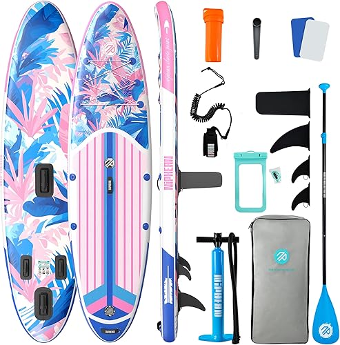 Vista 18 de Niphean Tabla de remo inflable con accesorios de SUP, cubierta de EVA antideslizante, tablas de remo inflables de 10 pies 6 pulgadas para adultos