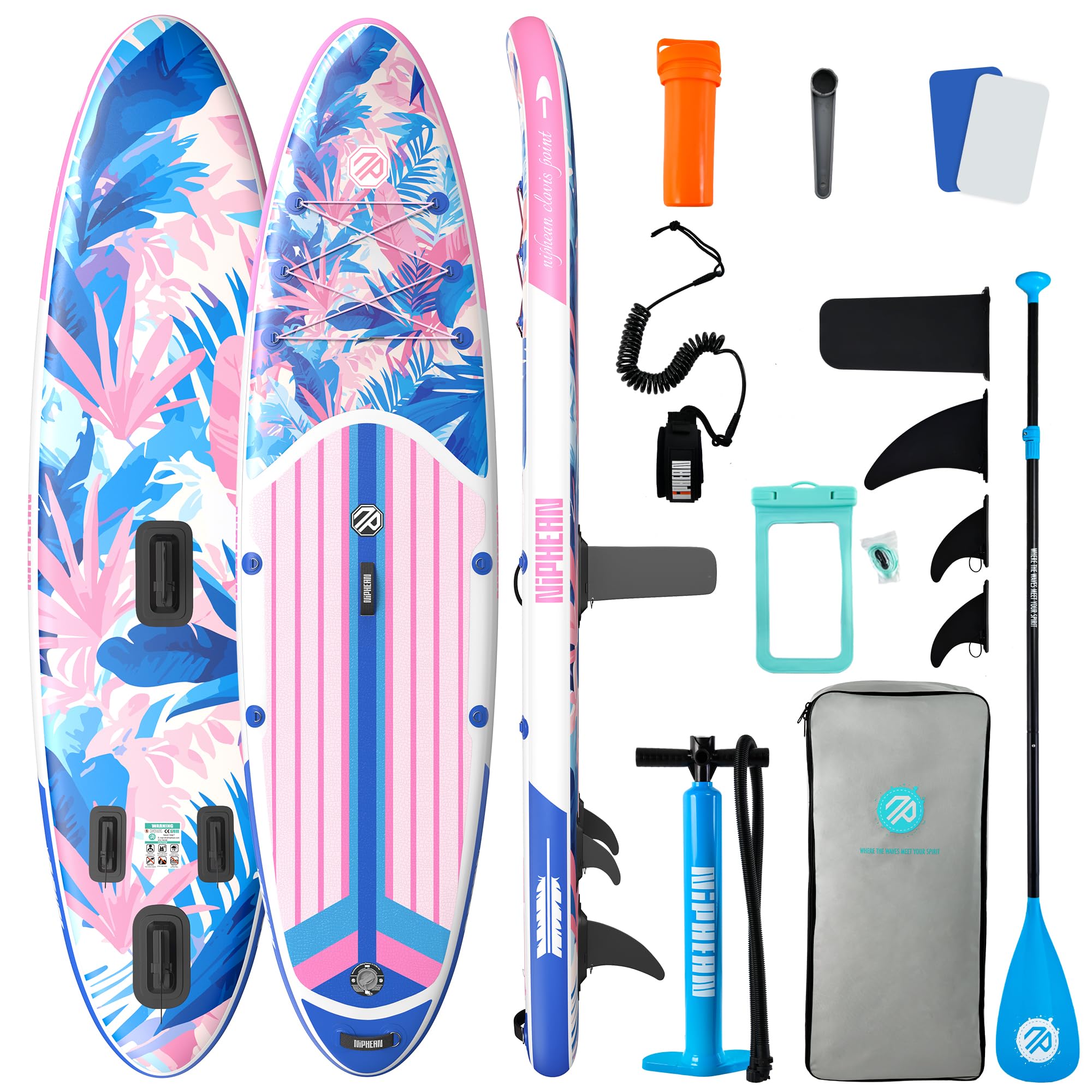 Niphean Inflatable Stand Up Paddle Board with SUP Accessories | 10’6’’ SUP, Anti-Slip EVA Deck, 450 lbs Capacity Inflatable Paddle Boards for Adults &amp; Youth of All Skill Levels