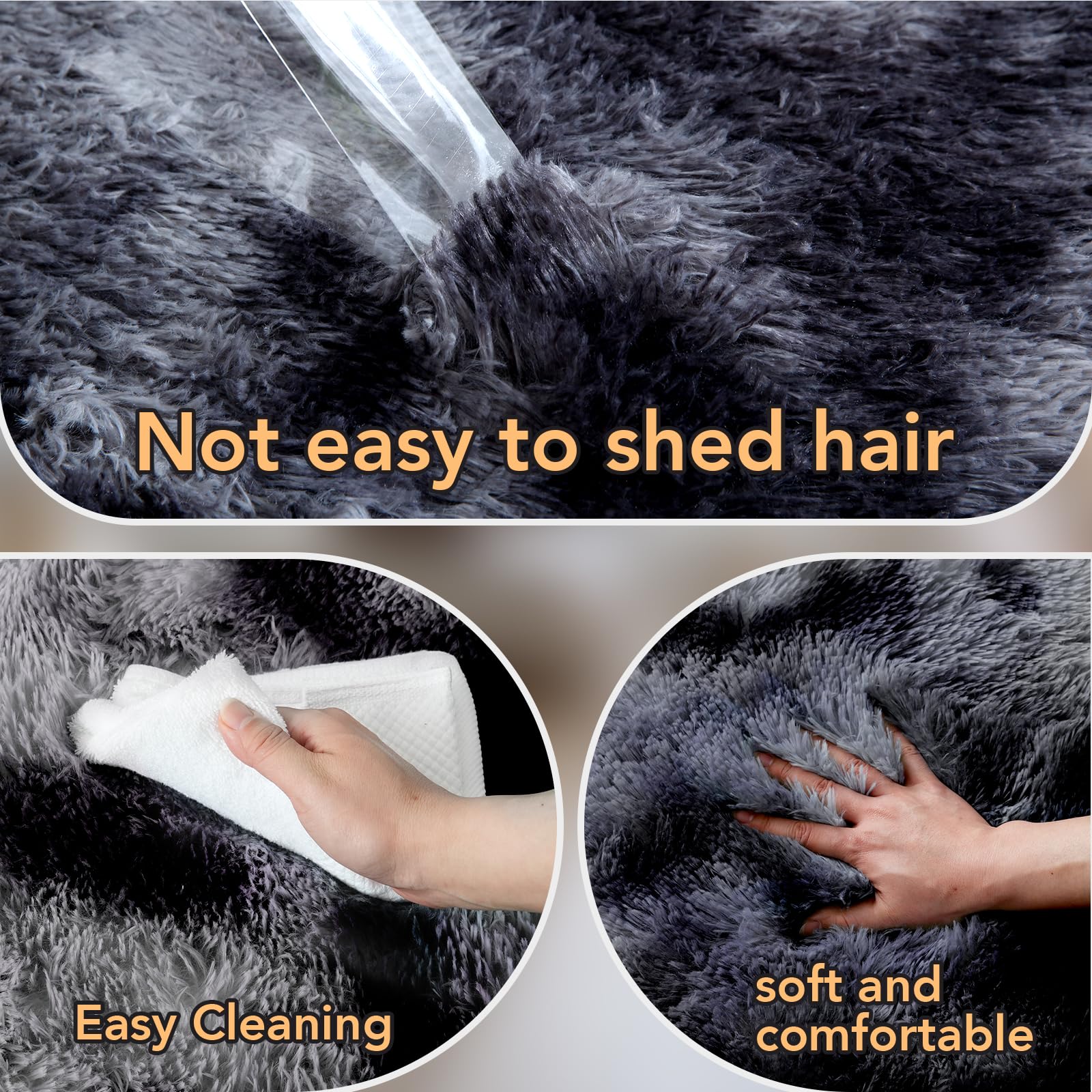 Tapis pelucheux pour salon : Tapis pelucheux à poils longs pour salon, chambre à coucher, chambre d'enfant – Tapis pelucheux doux et pelucheux pour salon, chambre à coucher, chambre d'enfant (gris