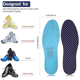 Sintege 3 Pairs Breathable Shoe Insoles Inserts Soft Cushioning Double-Layer Latex Foam Perforated Replacement Insoles for Men 7-11 Woman 2-8(Grey,Army Green,Dark Blue)