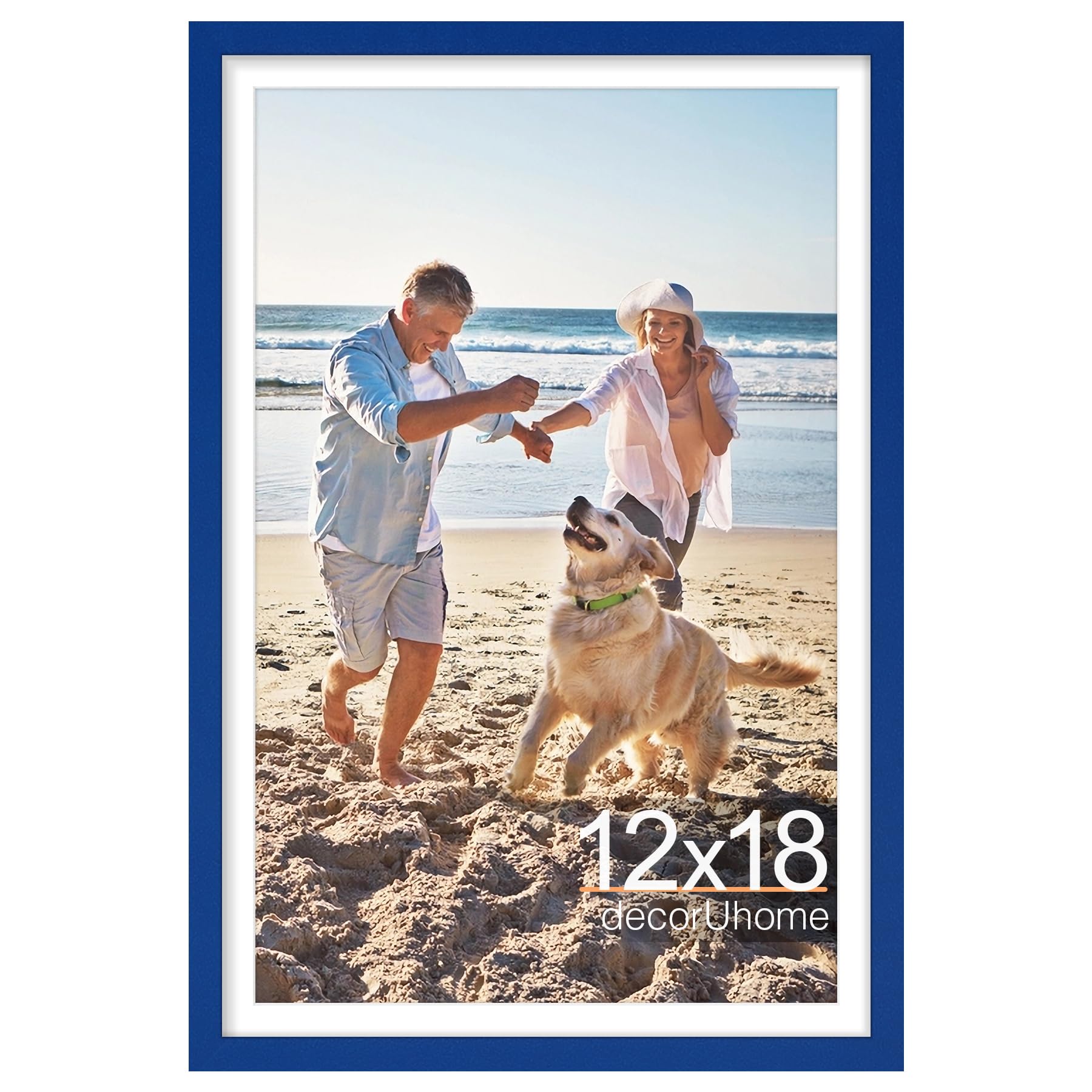 View 1 of **BREAK IN FRAME SEEN IN PHOTO**decorUhome 12x18 Picture Frame, Fits 11x17 Photos with Mat, M01BU