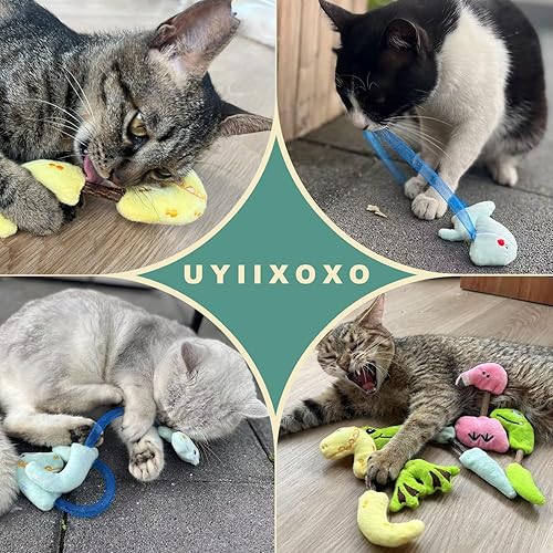 Miniatura 7 de Juego de Juguetes Interactivos para Gatos, Palitos Masticables de Silvervine y Juguete de Resorte para Gatos, Juguetes de Hierba Gatera para 10