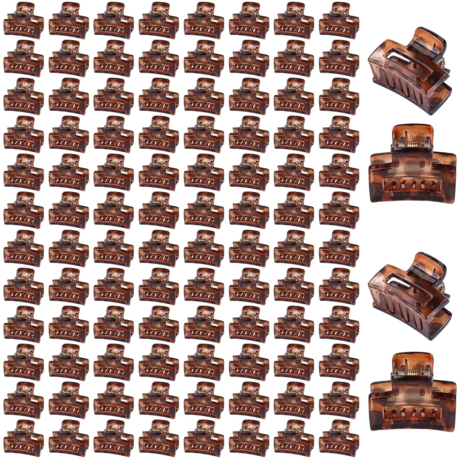 Dizila 100pcs 2.5cm/0.1" Brown Small Non-slip Plastic Hair Claws Clips for Women Girls, Teens & Kids, 1 count (Pack of 100)