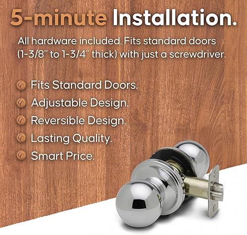 Vista 52 de Copper Creek BK2090SS - Pomo para puerta de bola, función simulada, paquete de 2, en acero inoxidable satinado