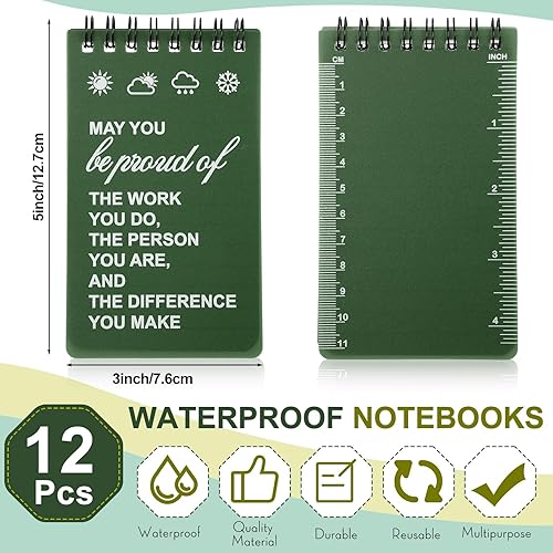 Miniatura 2 de Gueevin Cuaderno impermeable de 24 piezas con juego de bolígrafos multiherramienta, incluye 12 bloc de notas de bolsillo en espiral superior de 3 x