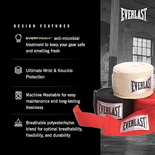 Miniatura 2 de Everlast Core Handwraps 120in  Boxing Hand Wraps for Gloves, Wrist & Knuckle Support