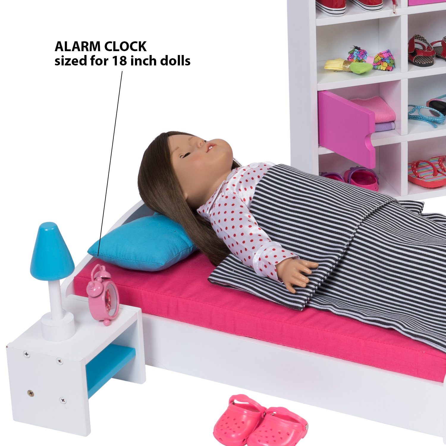 Doll Alarm Clock - Dollhouse Accessories - Fits 18 Inch Dolls (Red)