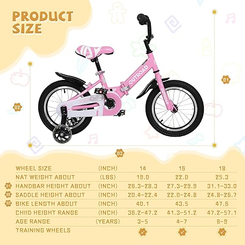 Miniatura 3 de Bicicleta plegable para niños y niñas de 3 a 12 años de edad, bicicletas plegables para niños pequeños de 141618 pulgadas, con ruedas de
