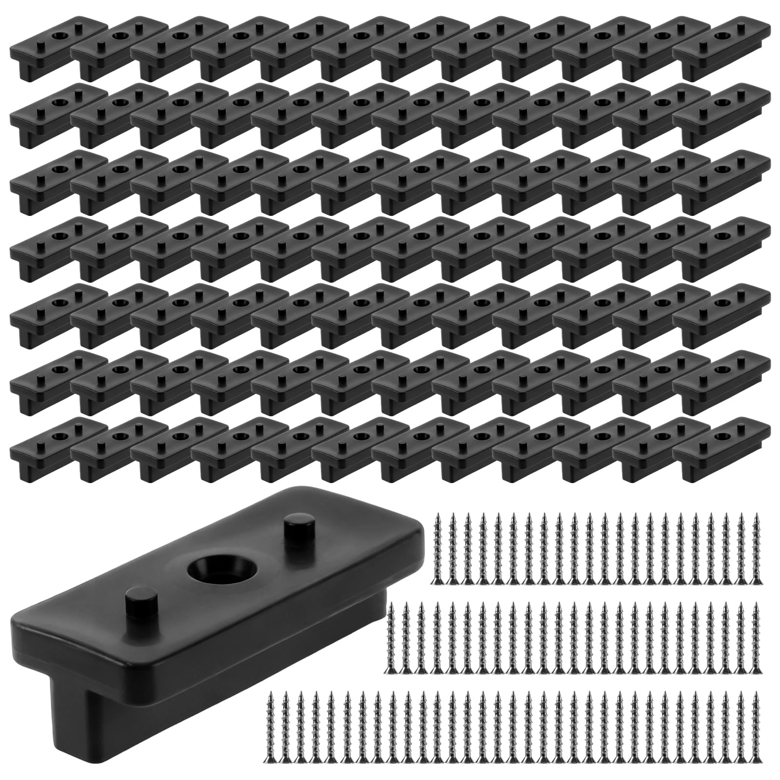 T-Clips aus Verbundwerkstoff mit Edelstahlschrauben, 5 mm Abstandshalter für WPC-Bodenbelag, weit kompatibel, versteckte Befestigungselemente, 200 Stück