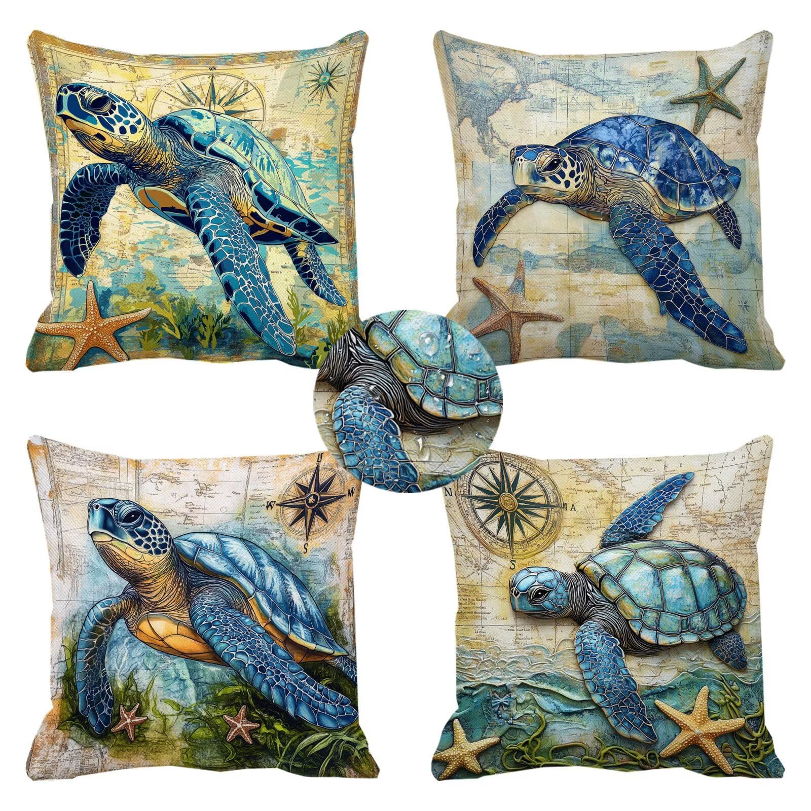 Housse coussin 30x30 cm bleu imperméable rétro k-73 pour canapé