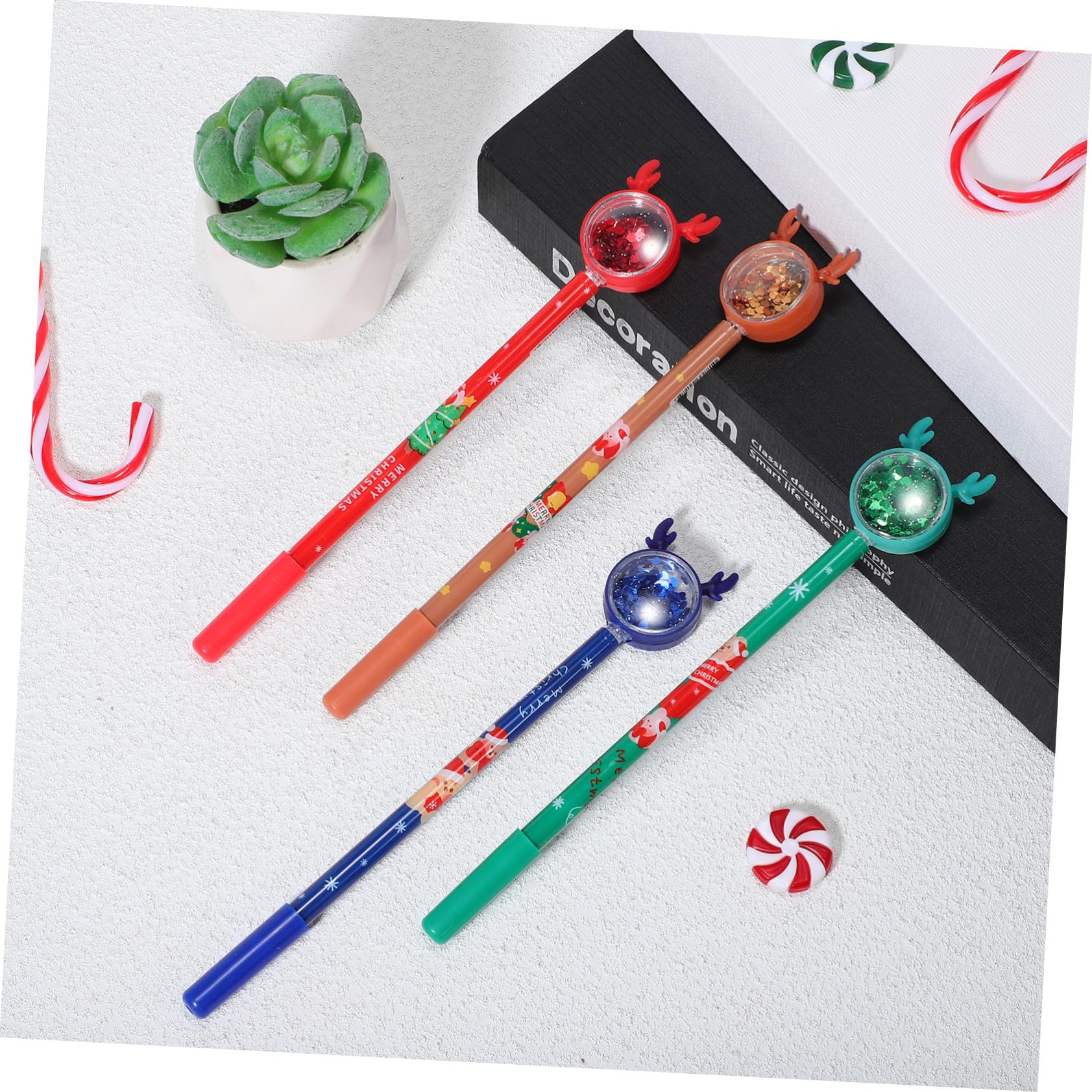 Alasum 36 Pièces Stylos Gel Noël à Motif Renne avec Paillettes Stylos Écriture Colorés Bleu Rouge Vert Marron pour Bureau École et Festifs