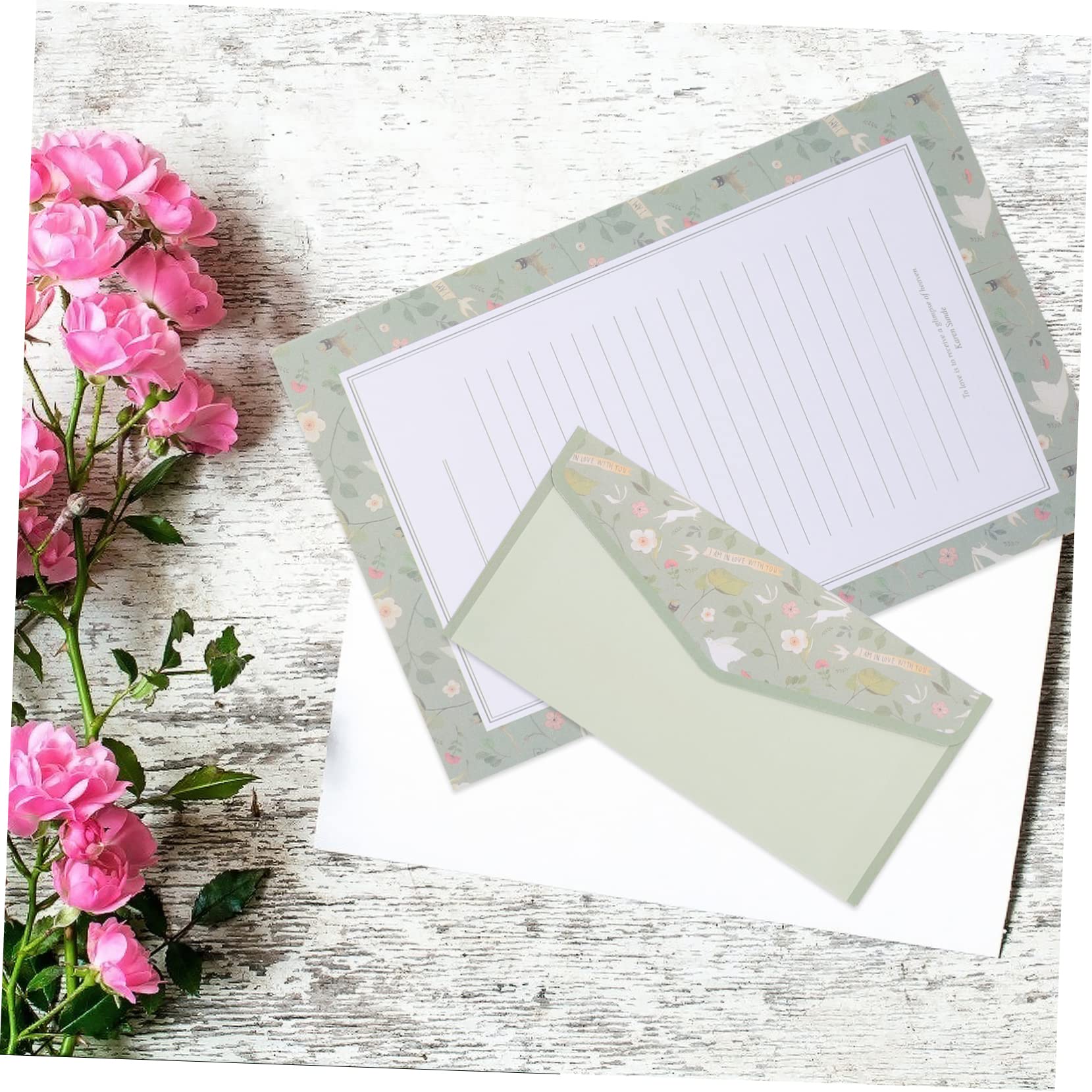 Set de Papier à Lettre A5 Enveloppes Vintage Motif Floral Lot de 5 Ensembles