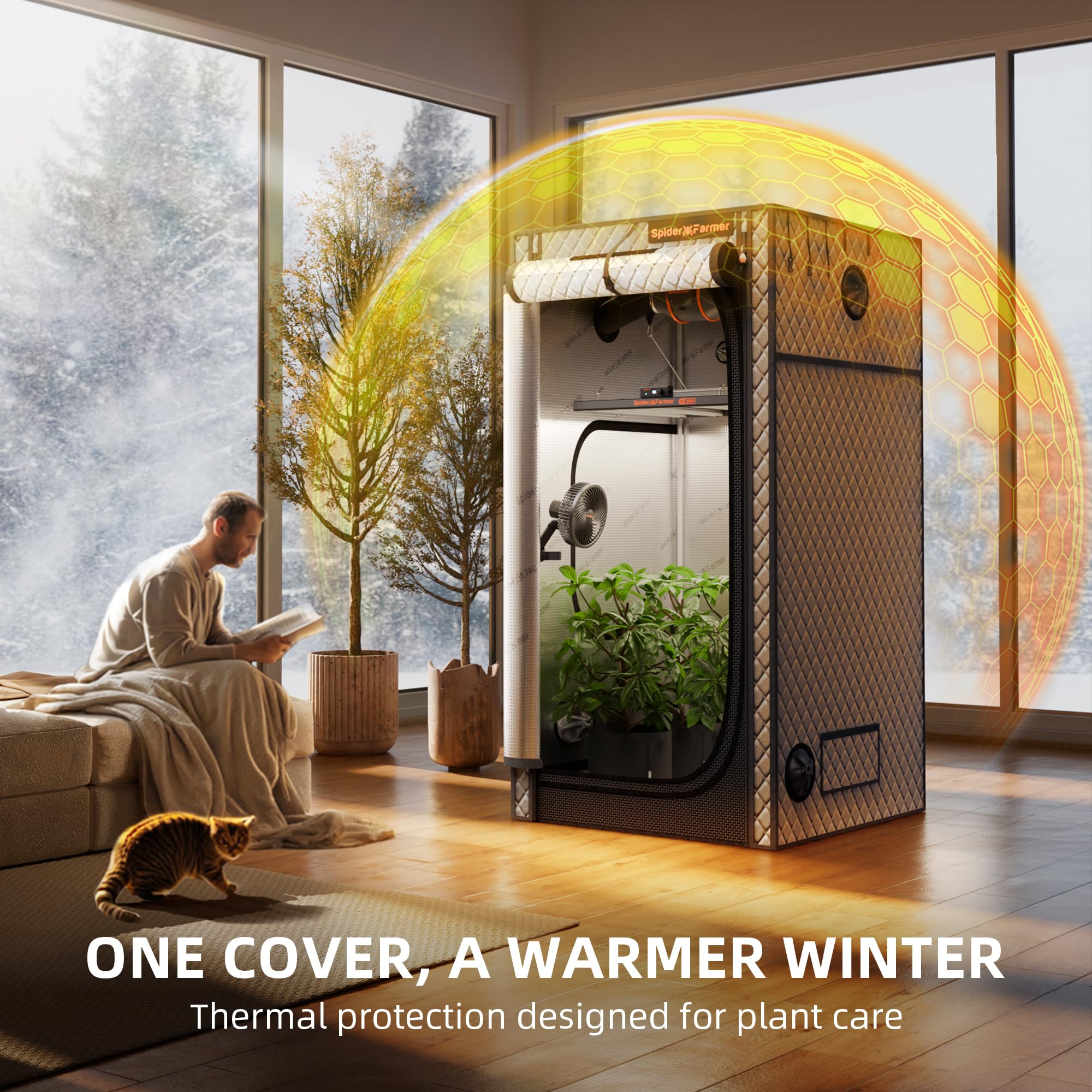 Spider Farmer Growzelt Isolierung, 140x70x200cm Winterzelt für Pflanzen | Thermodecke, Isolierdecke für Temperaturkontrolle, Geräuschdämmung, energiesparend für Heizgerät & Pflanzenlampe im Growzelt