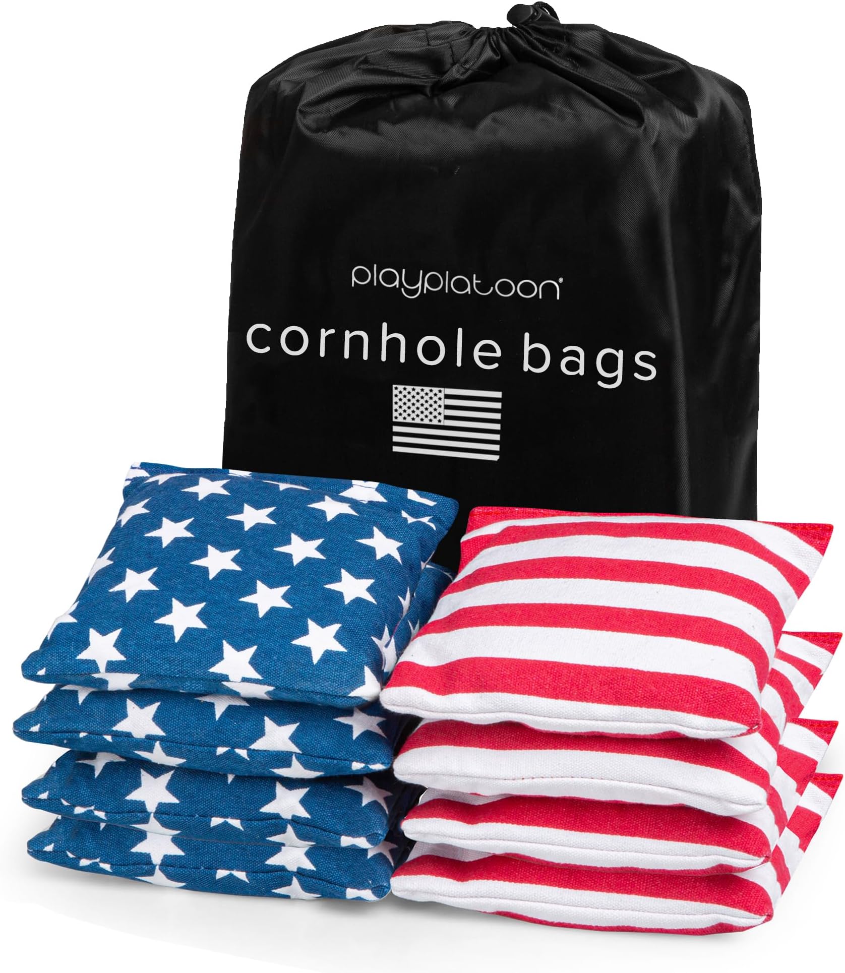 Play Platoon Premium Weather Resistant Duckcloth Cornhole Bags - Set of 8 Bean Bags for Corn Hole Game - Regulation Size & Weight