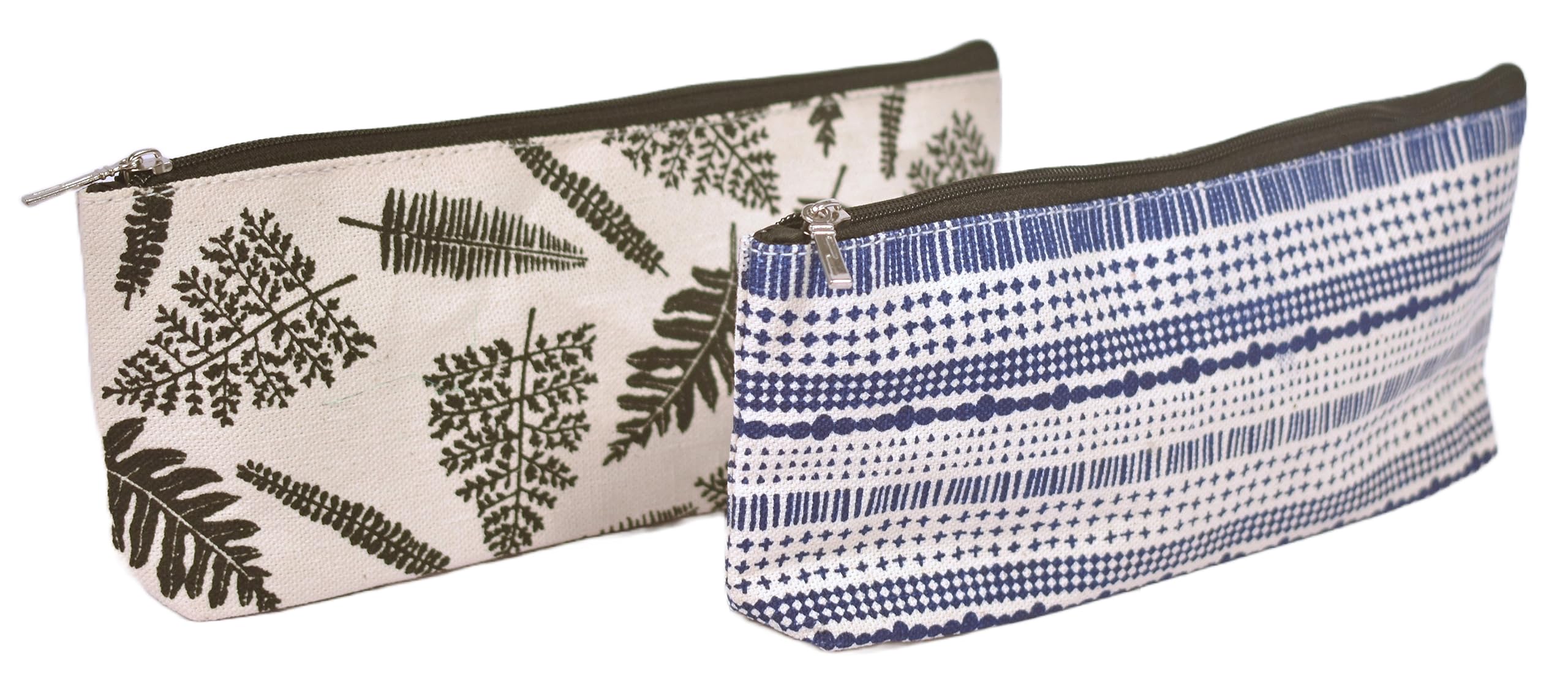Daffodil Canvas Pencil Pouch for Men & Women Multipurpose & Printed Canvas Pouches Canvas Cosmetic & Paint Brush Pouch (Leaf Blue)-image-7