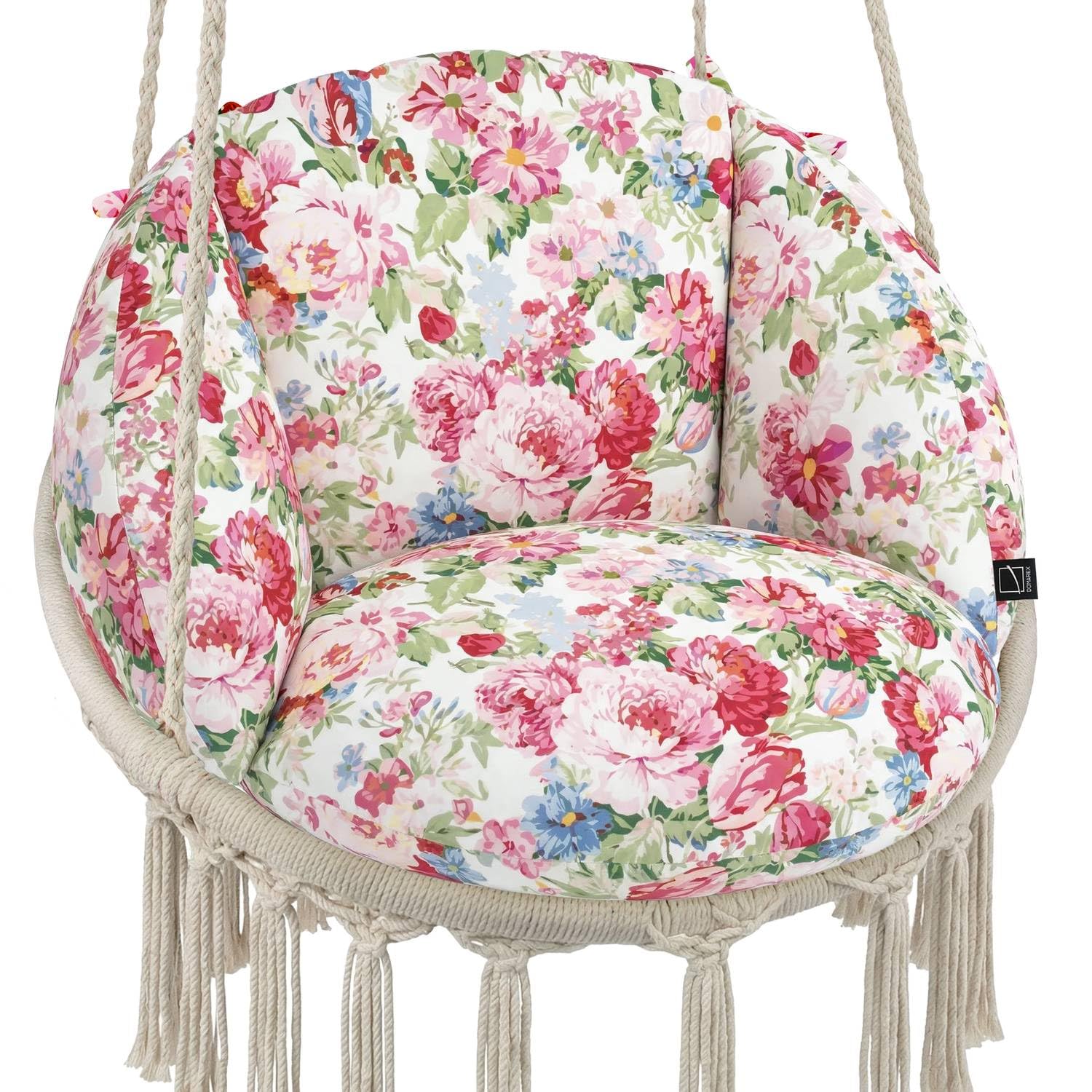 Wasserdichtes Kissen für Hängesessel Nestschaukel mit Reißverschluss, Bequeme Gartenkissen Auflage für Hängekorb Outdoor, Handgefertigte Sitzauflage, Anti-Allergisch und Extra Dick, Sweet Peony