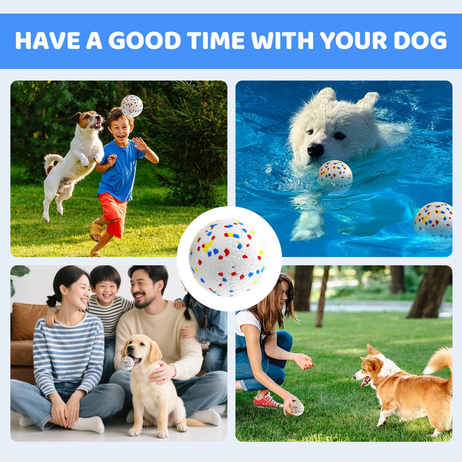 6 Piezas ETPU Pelotas de Tenis para Perros, 58mm Pelota de Tenis Impermeable, Pelota de Juego Flotante para Perros Pequeños, Pelota de Juguete Interactivas para Lanzador de Pelotas para Perro