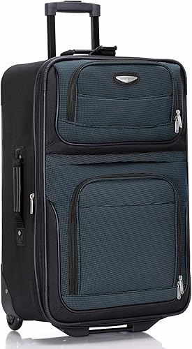 Travel Select Amsterdam - Equipaje vertical y expandible con ruedas Azul Marino Checked-Medium 25-Inch