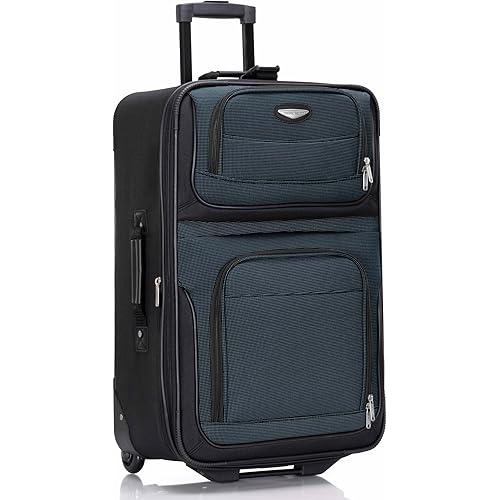 Travel Select Amsterdam Softside Expandable Luggage with Rolling Wheels, Navy, 25-Inch Medium