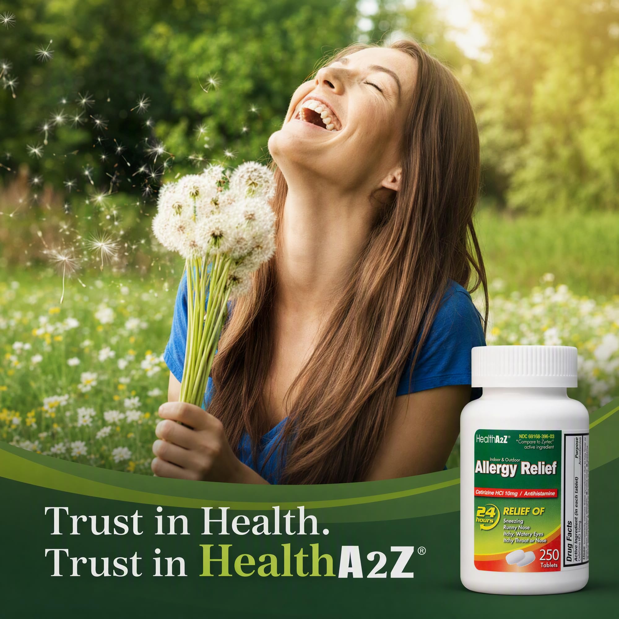HealthA2Z® Cetirizine 10mg 24-Hour Allergy Relief, Dye Free, 250 Count — Amazon image 4