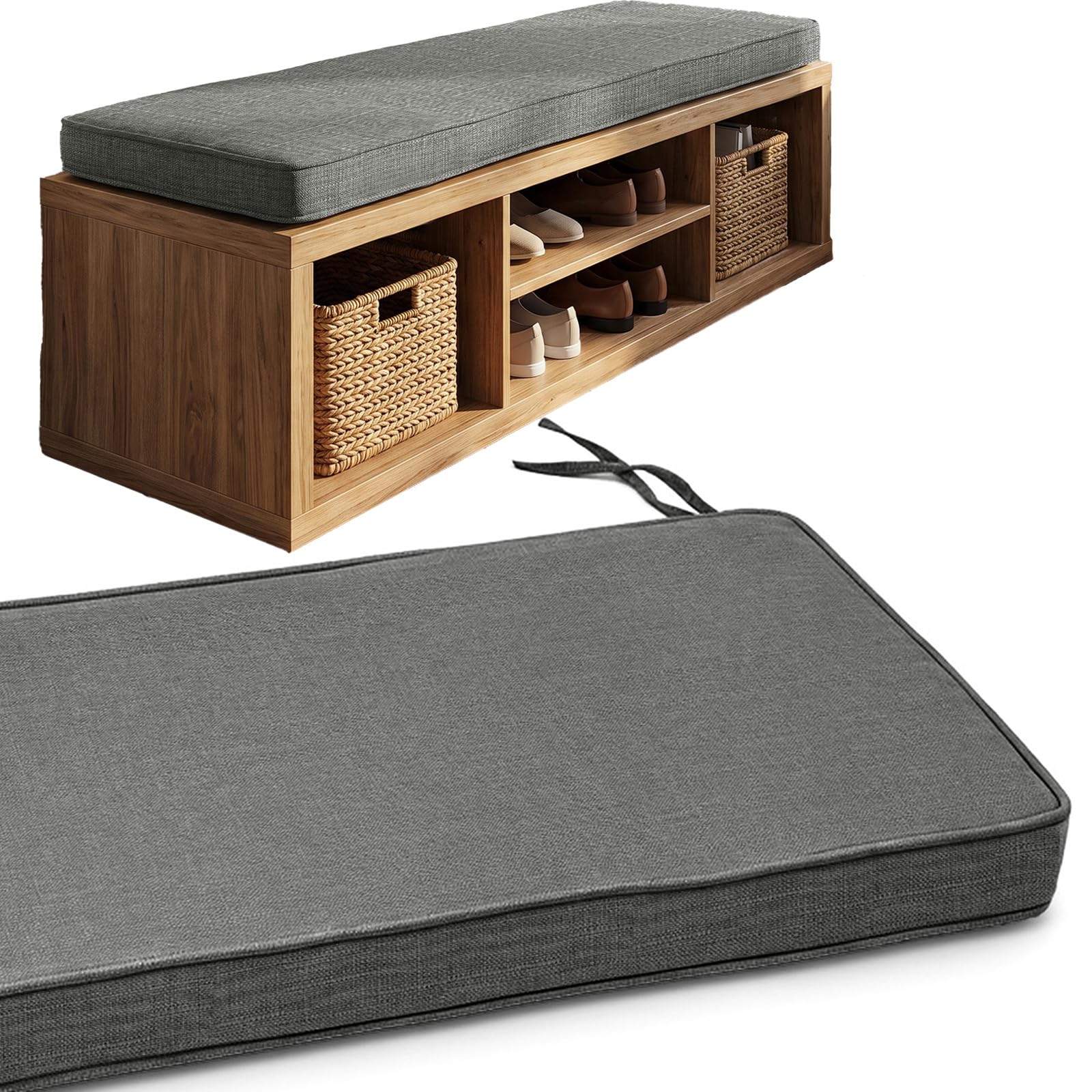 Bench Cushion for Indoor Furniture, Washable Non-Slip Shoe Bench Seat Pad