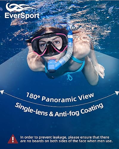 Vista 2 de EverSport Swim Goggles Adult with Nose Cover, Anti-fog Clear Diving Mask Wide View No Blurring for Men Women Youth Negro, rosado,Negro -,negro &