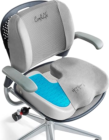 ComfiLife Gel Enhanced Seat Cushion & Lumbar Support Pillow Bundle Ultimate Comfort and Pain Relief for Sitting