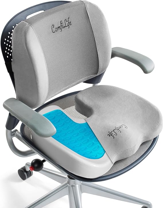 ComfiLife Gel Enhanced Seat Cushion & Lumbar Support Pillow Bundle Ultimate Comfort and Pain Relief for Sitting
