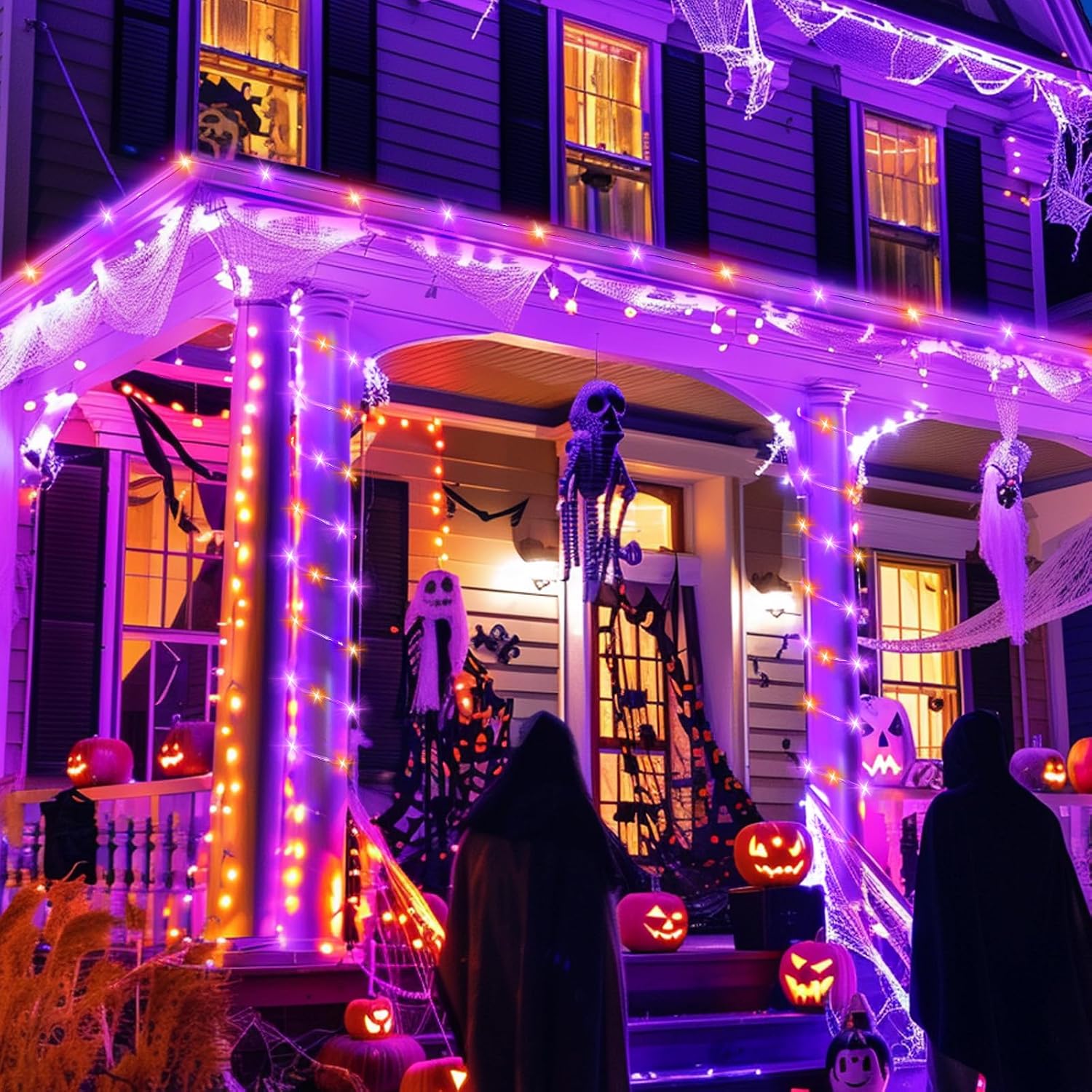  Solar Halloween Lights Outdoor, 39FT 100 LED, Orange & Purple thumbnail