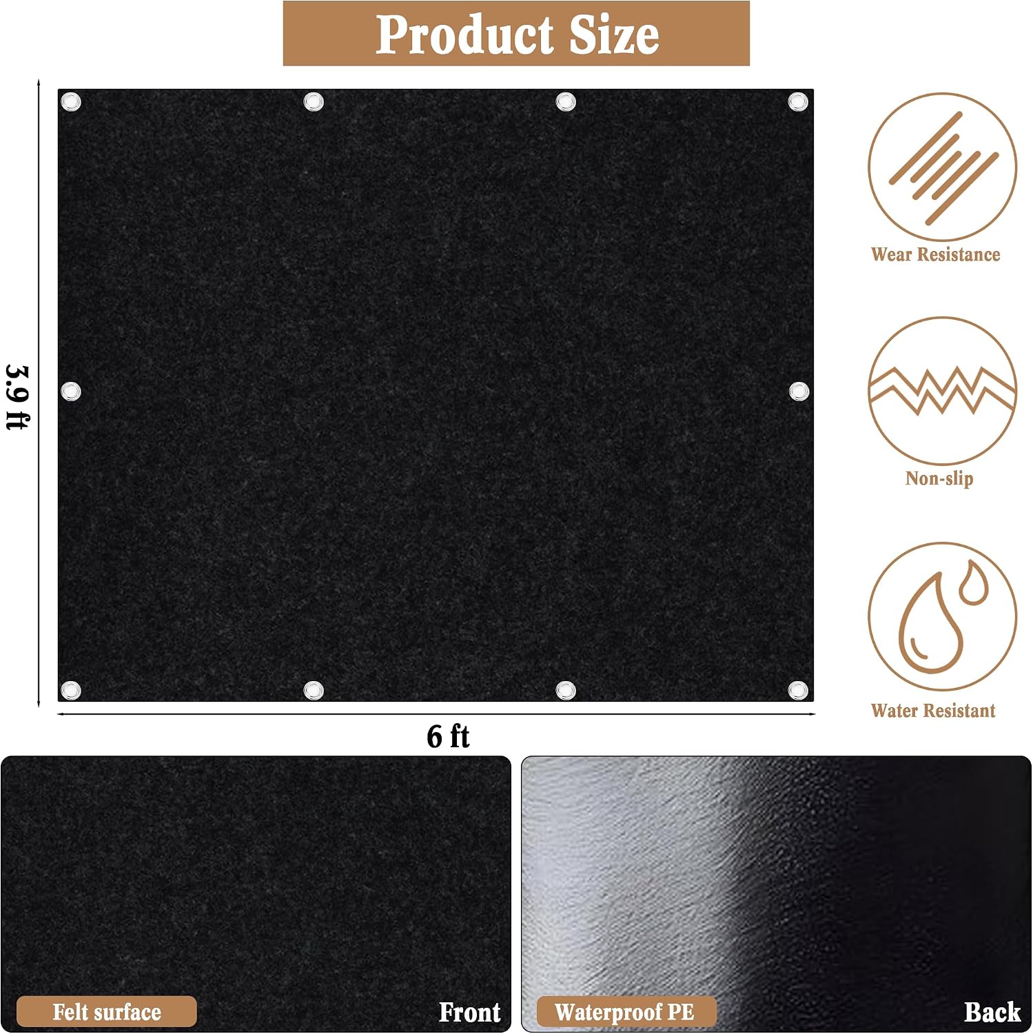 Thickened Outdoor Storage Shed Mat, 2MM Waterproof Patio Furniture Pad, Carport Dust Proofing Oil Mat with Metal Grommets, Anti-Slip Soft Storage Shed Rug, Not Included (6 X 3.9 FT)