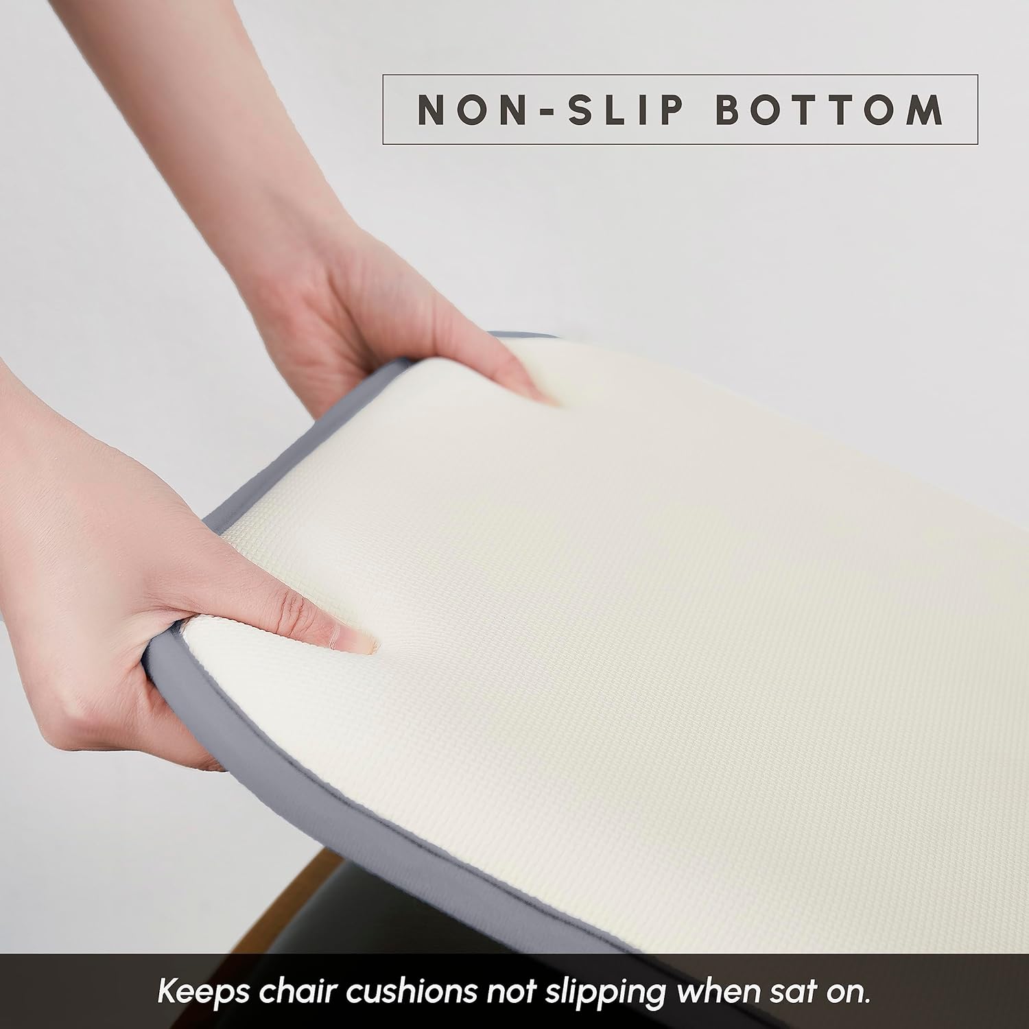 Elegant Comfort 2 Pack Chair Cushion Covers - Skid-Proof Rubber Backing - 16 x 16 Inch - Thick Dining Square Shape Seat Covers - Comfortable Textured Chair Pads with Ties - Mosaic Pattern, Gray