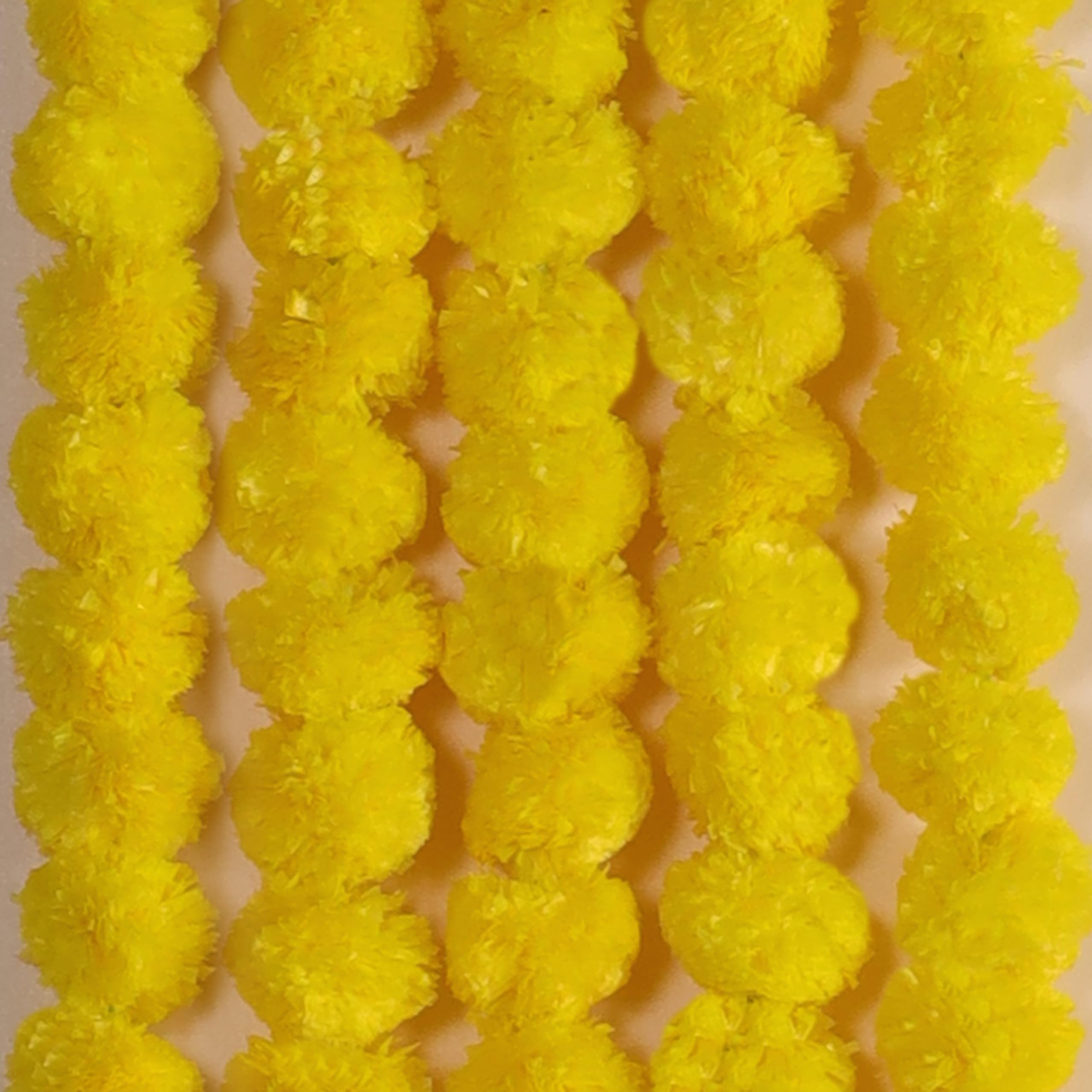 THE ART BOX 5 ghirlande di calendula artificiali giallo limone - 1,5 m - Ghirlanda di fiori artificiali autunnali da appendere per festa di matrimonio, Natale, Diwali, Pooja, casa, decorazione