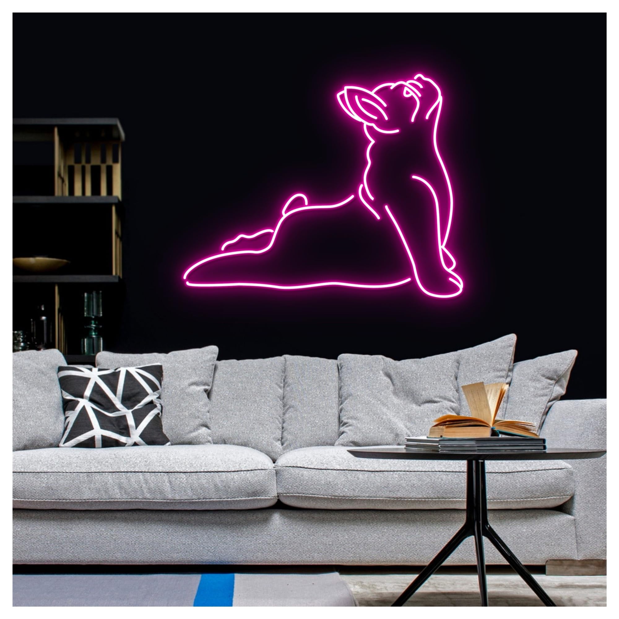 Decoración Lámparas Letrero De Neón Para Yoga Con Diseño Bulldog Francés Y Pug, Pose Perro, Decoración Pared Para Guardería, Cachorro, 58cm