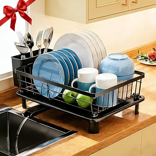 Escurridor de platos, de acero inoxidable que ahorra espacio, escurridor de platos para encimera de cocina, escurridor de platos de cocina con 1