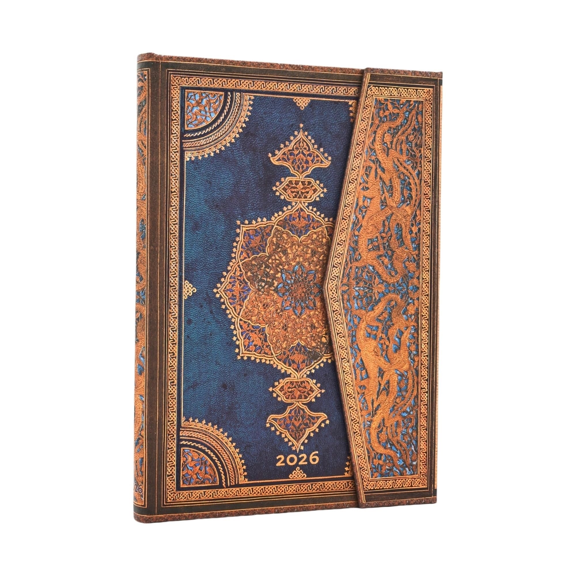 Safavid Indigo Dayplanner Midi 12-Month Vertical Hardcover Wrap Closure