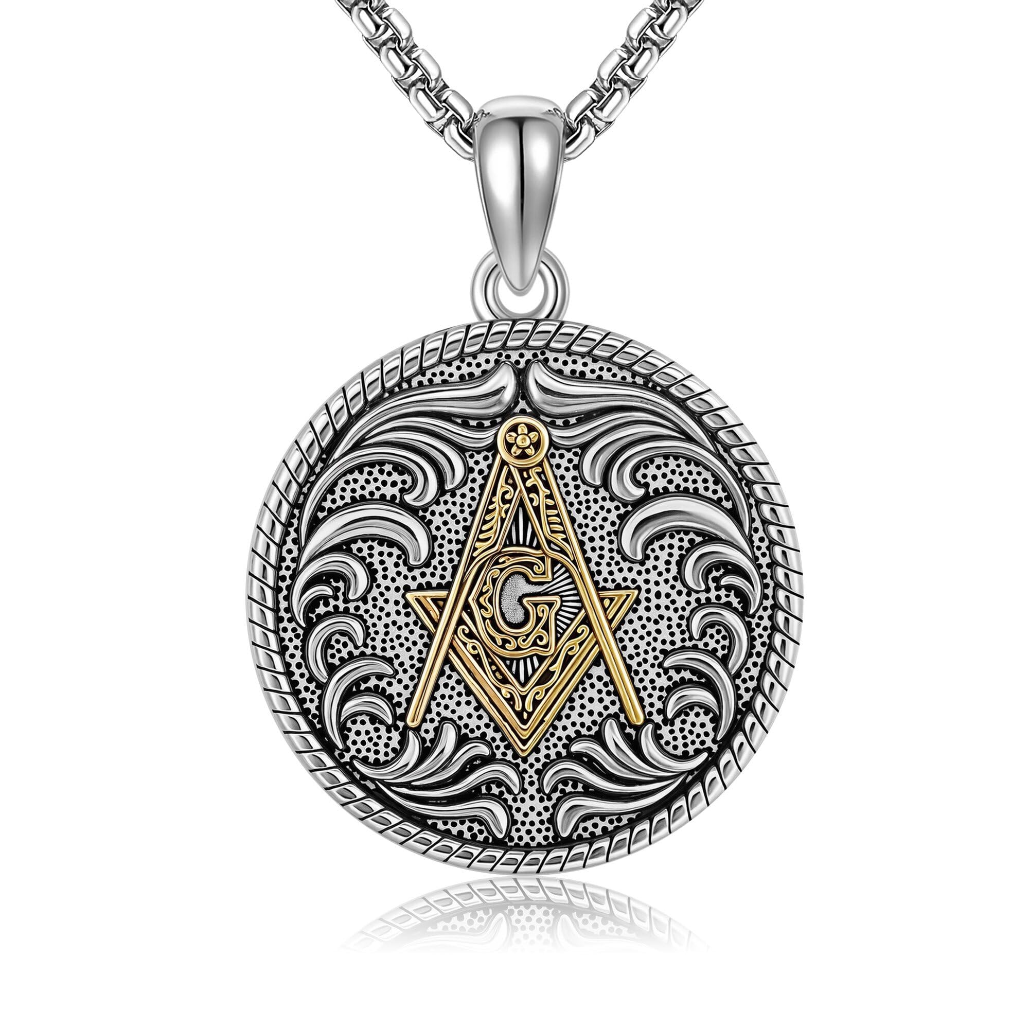 ONEFINITY Freimaurer Kette 925er Sterlingsilber Freimaurer Anhänger Freimaurer Schmuck Geschenke für Herren Damen
