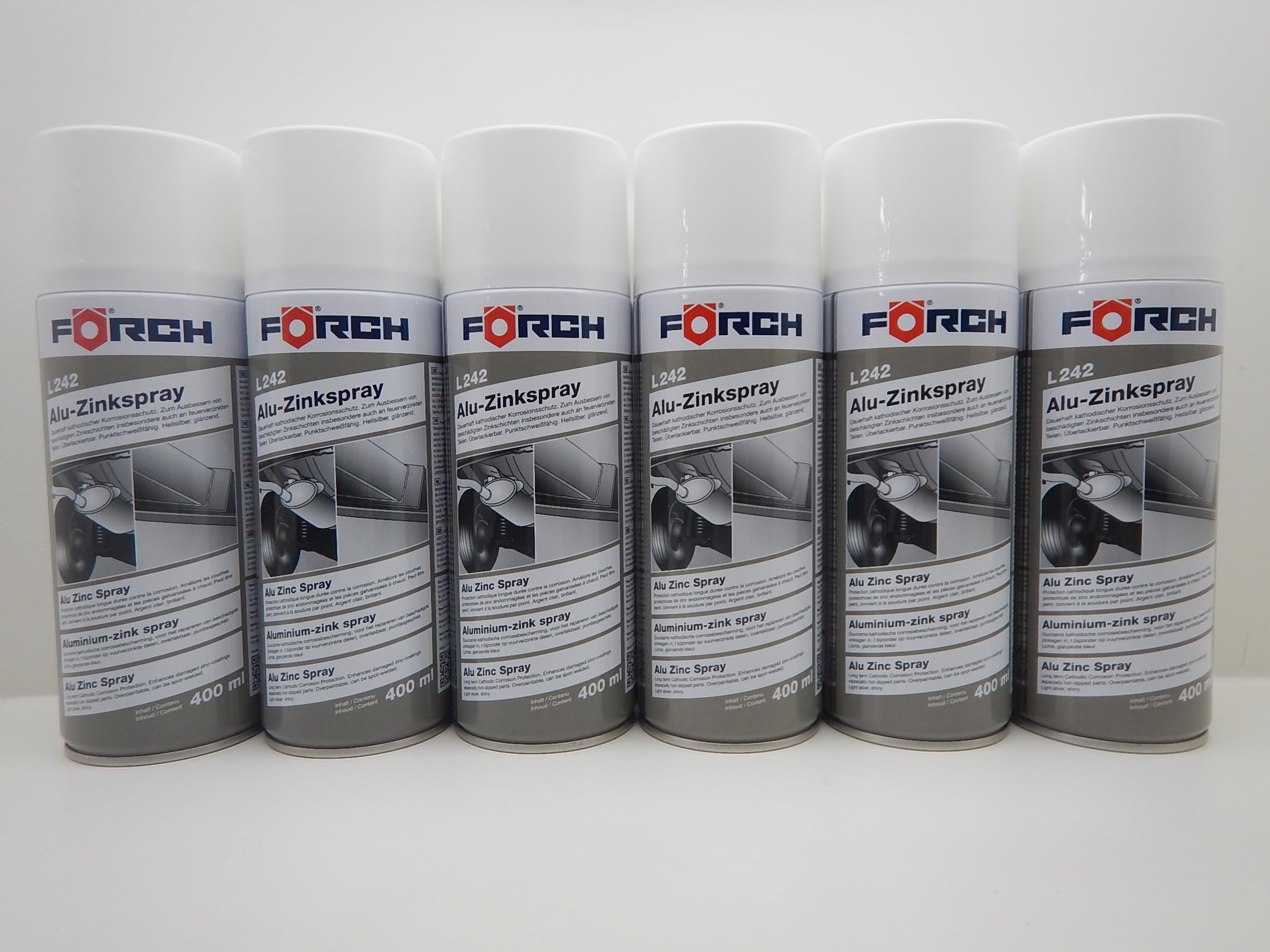Förch 6x ALU ZINK ZINKSPRAY L242 ROST KORROSIONSSCHUTZ PUNKTSCHWEIßFÄHIG 400ML