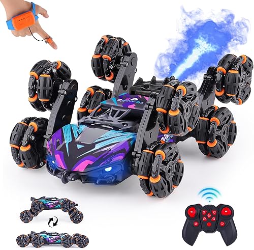Miniatura 10 de Enfriador de 8 ruedas controlado a mano juguetes de coche RC de acrobacias, coches de control remoto con detección de gestos para niños de 6 7 8-12