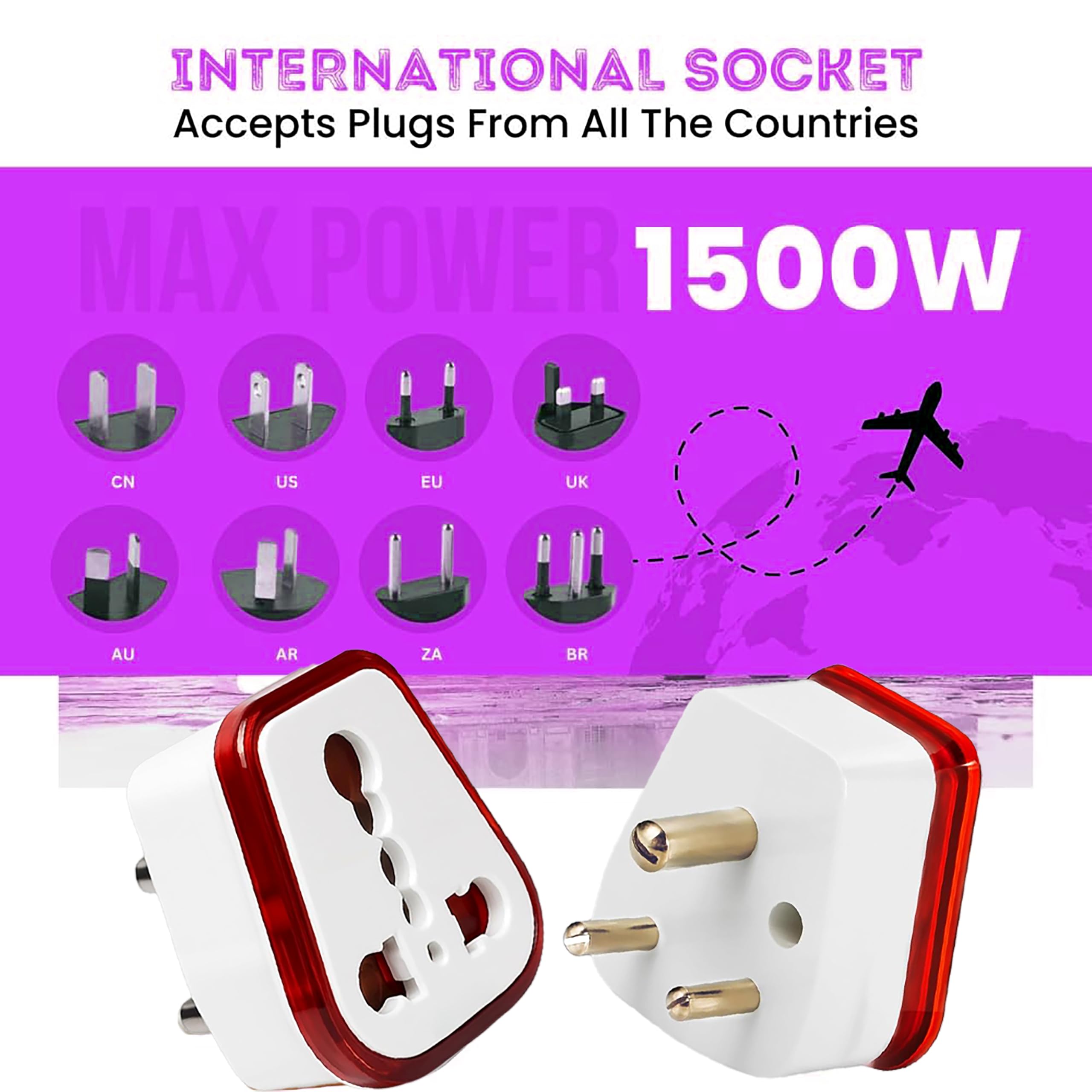 16amp Converter Plug for India (Pack of 1) 6ampere to 16ampere 3-Pin International Socket for Big Size 16 A Plug Top (Use 16amp Devices in 6amp Socket) for Geysers A/C Microwave Refrigrator — Amazon image 5