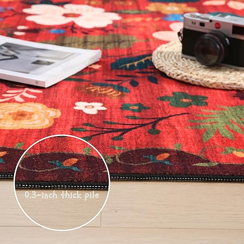 Miniatura 37 de Rugcomf Alfombra de pasillo para cocina, antideslizante, 2 x 6 pies, alfombras lavables con parte trasera de goma, alfombra floral suave para