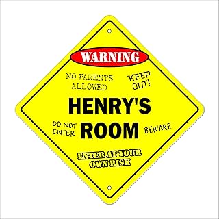 Henry's Room Sign Crossing Zone Xing | Indoor/Outdoor | 12" Tall Kids Bedroom Decor Door Children's Name boy Girl