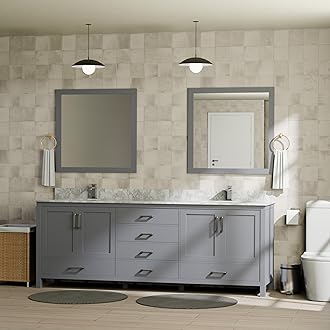 Big Sur 80 in. W x 22 in. D Dark Grey Double Bath Vanity, Carrara Marble Top, Faucet Set and 30 in. Mirrors