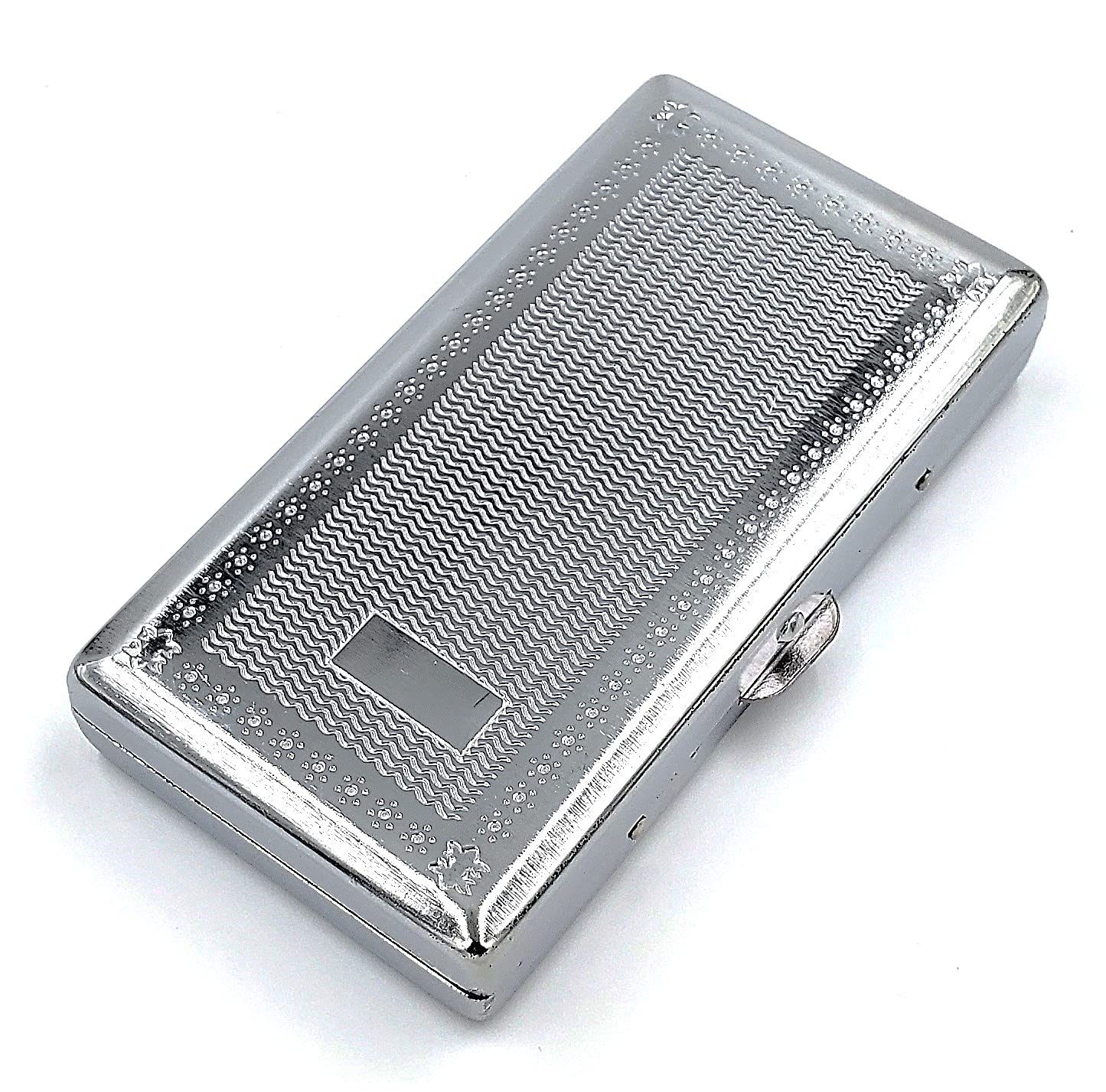 Cigarette Case Victorian Style Metal Holder for Regular, King and 100's Size Pocket Protective Security Wallet (GRVD-S100, Silver)