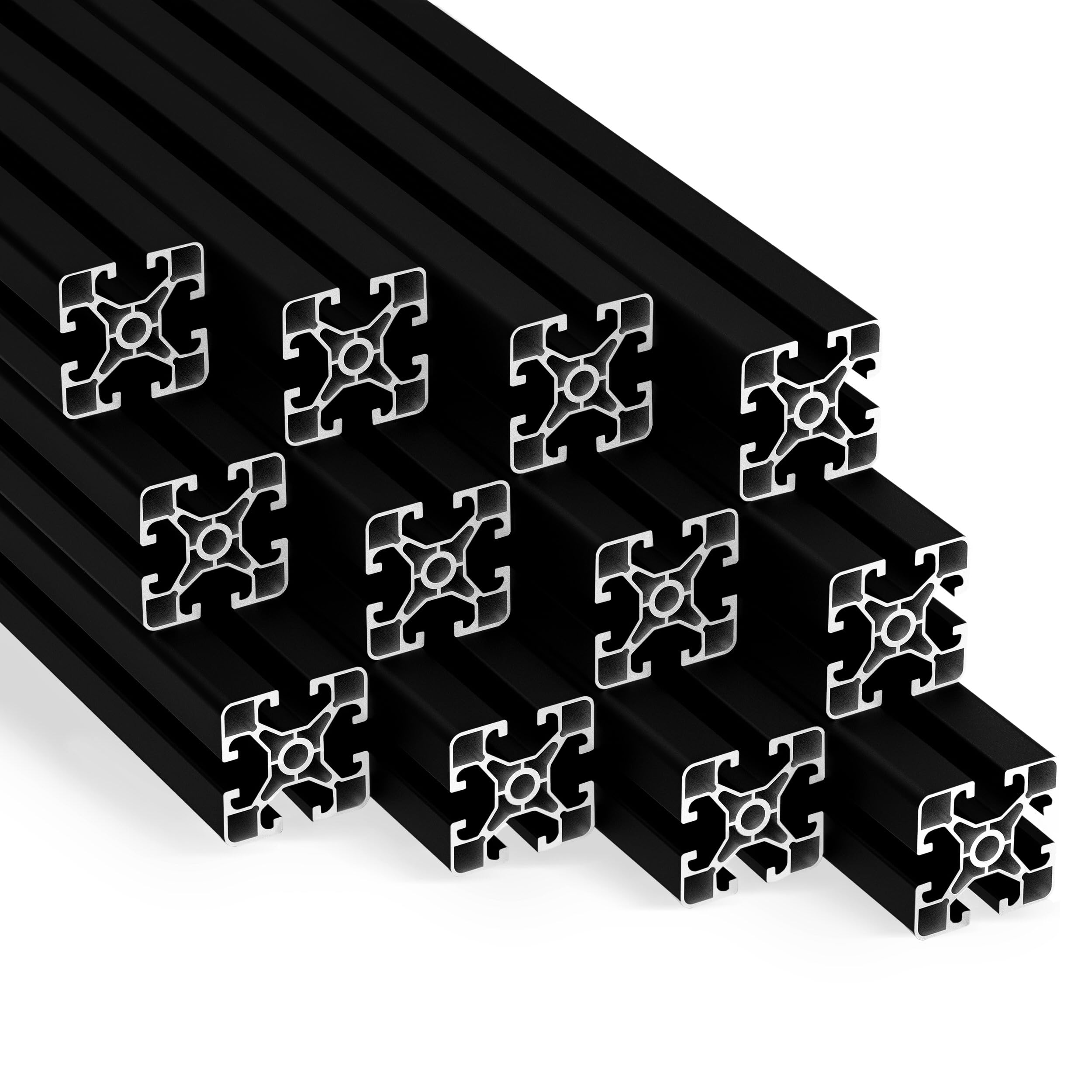 KLAK 40 - Aluprofil 12 Stück 40x40mm light 2m Systemprofil Nut 8 schwarz