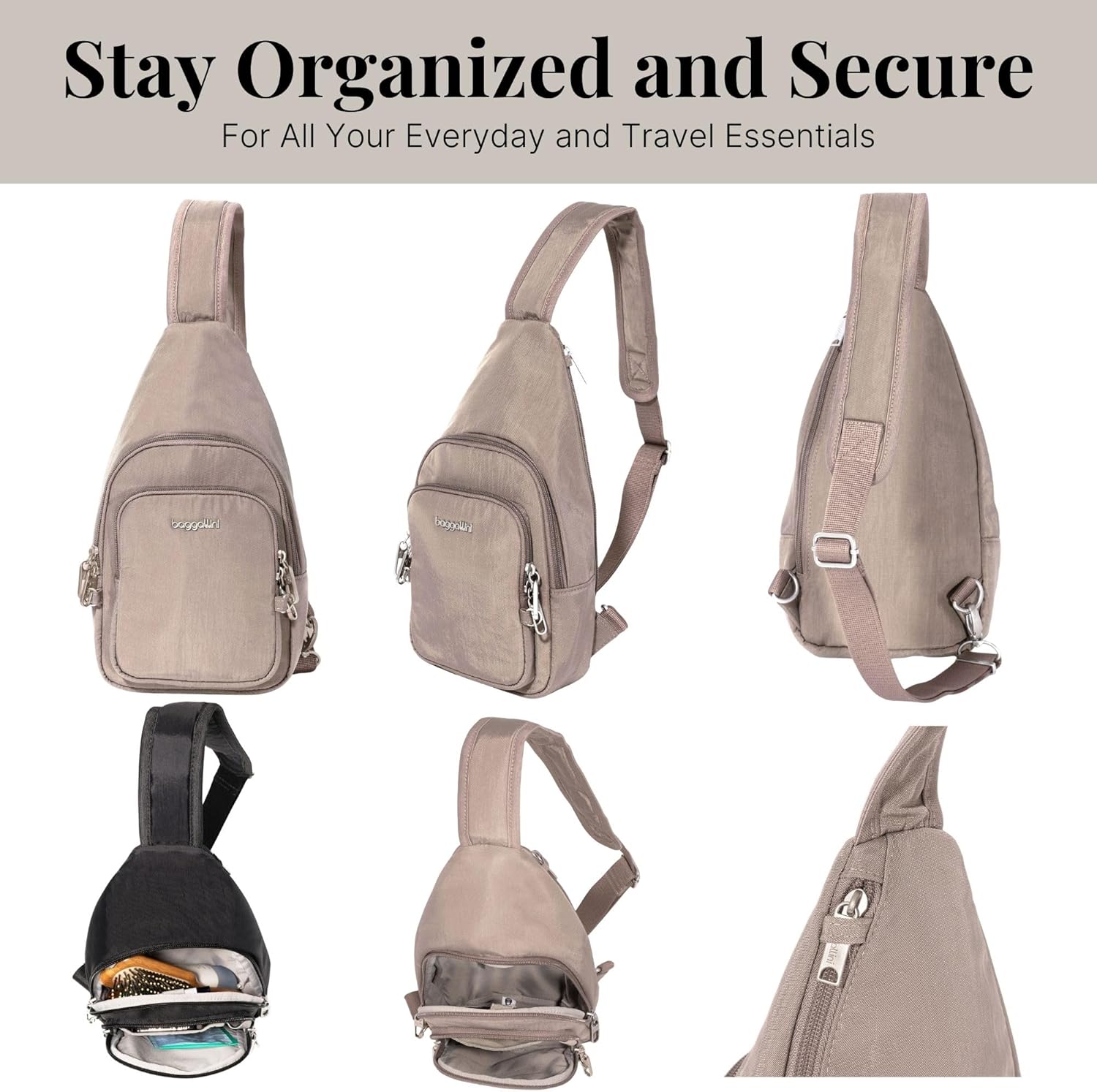 Baggallini womens Securtex Anti-theft Daytripper Sling