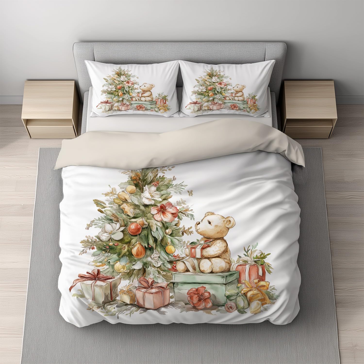 Funda Nórdica Cama 90 Funda de Edredón Blanco de Microfibra Juego de Cama para Adulto Cartoon festividad Regalos Reversible Ropa de Cama con Cremallera y Fundas de Almohada 50x75 CM